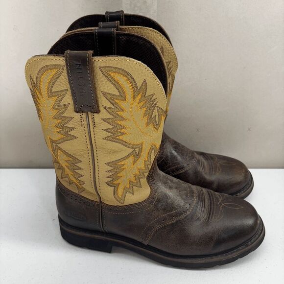 Justin Mens Work Boots Superintendent Round Toe Leather Size 13 D WK4660 Excelle - Picture 2 of 10